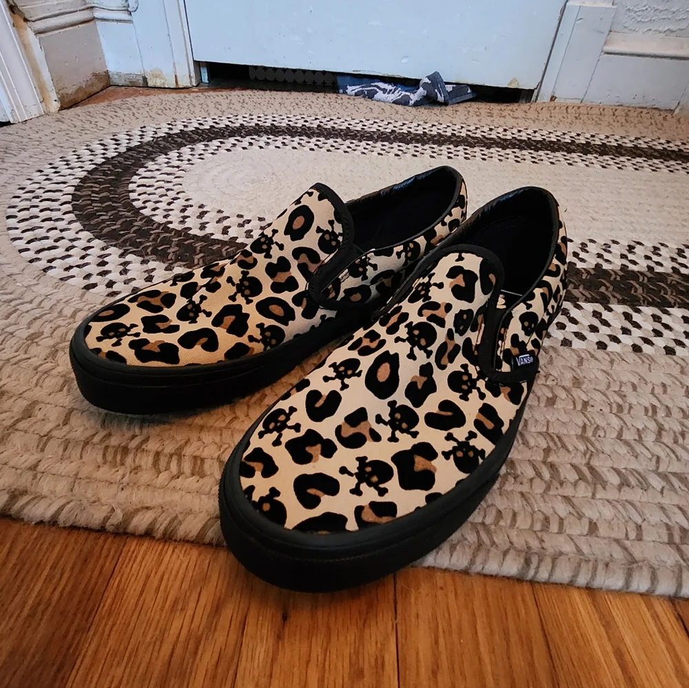 Vans Leopard and Skull Print Slip-On Sneakers